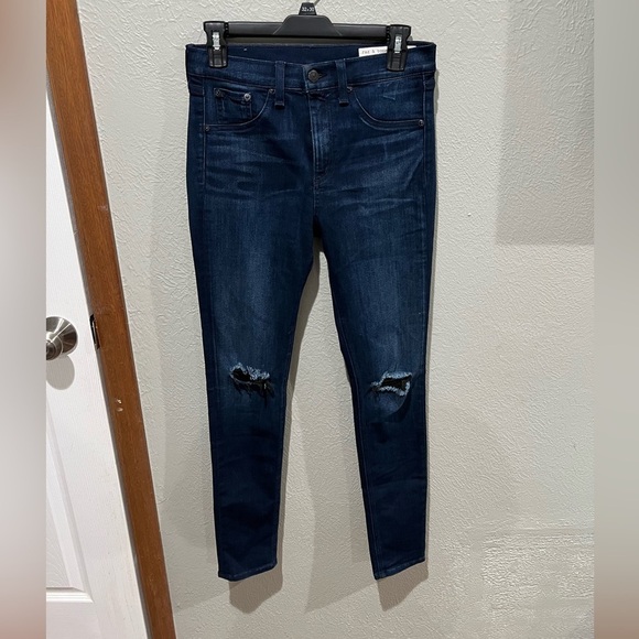rag & bone Denim - rag & bone Dark Blue Ripped Skinny Jeans Knee Rips EUC very Stylish Jeans